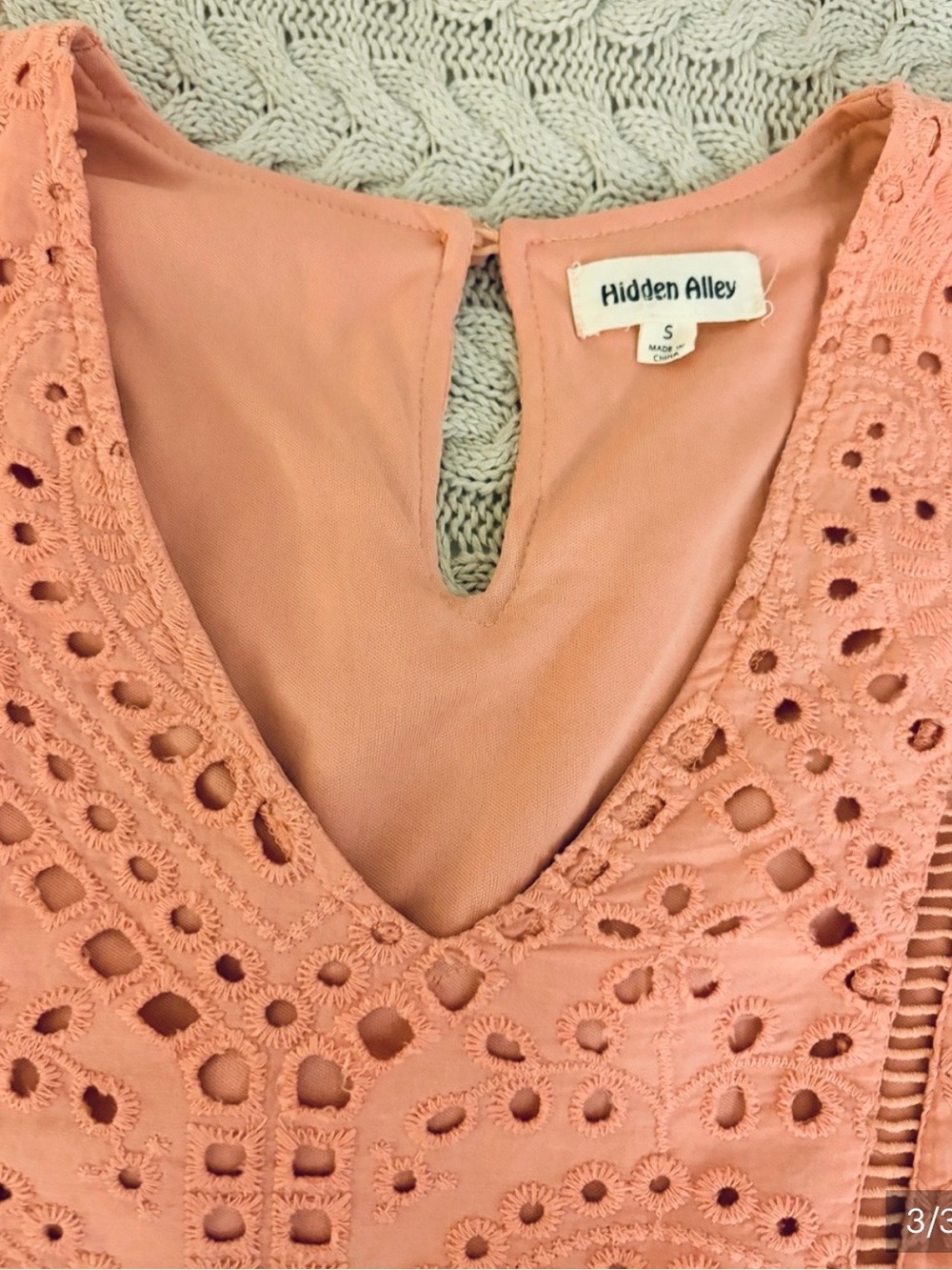 Hidden Alley pink eyelet dress S - Picture 4 of 4